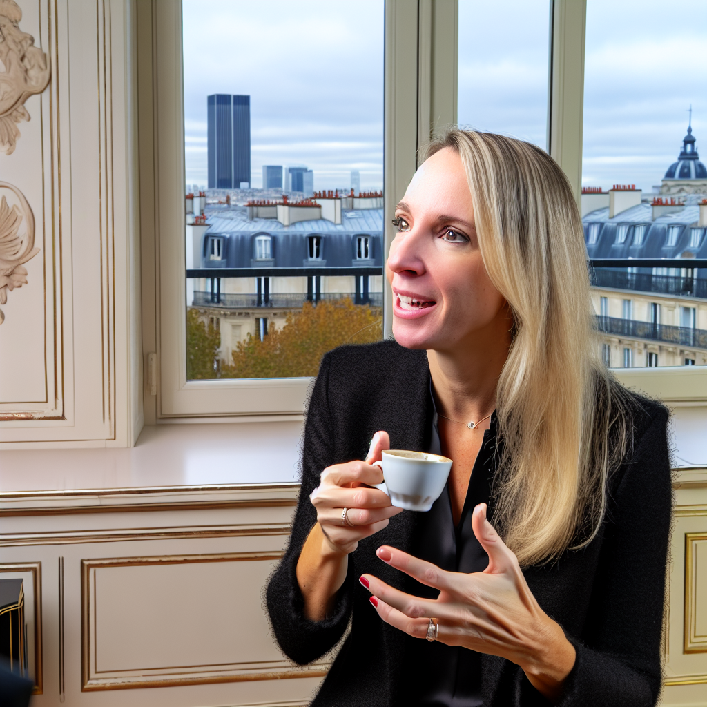 fintech director blond woman interview in Paris